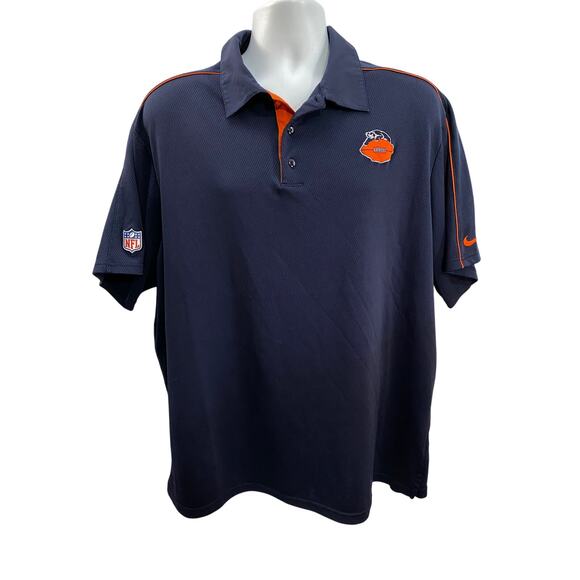Chicago Bears Polo Shirt Mens 2XL Blue Orange Nike On Field Dri Fit NFL Logo - Picture 1 of 10